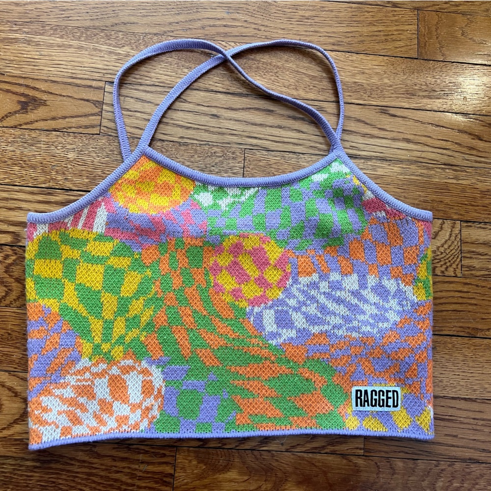 Ragged Colorful Knit Crop Top